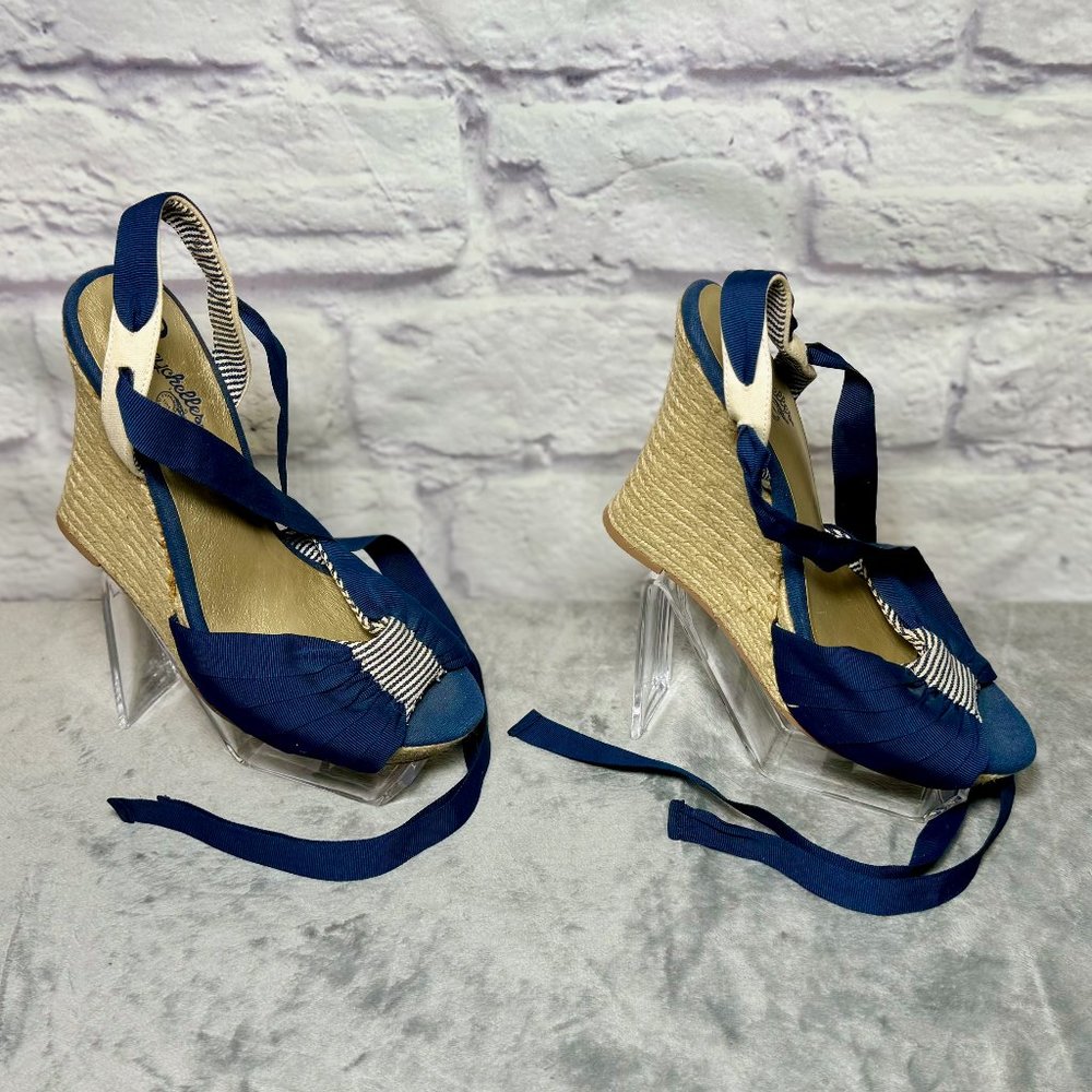 Seychelles Navy Blue & White Espadrille Platform Wedges